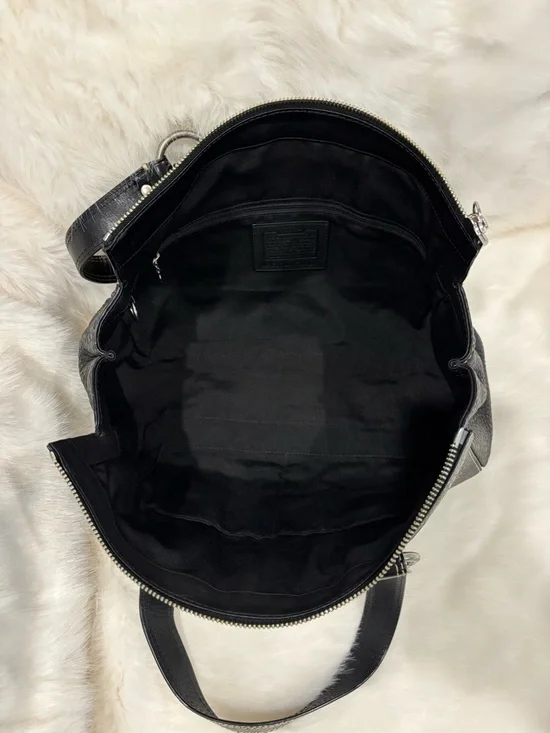 Coach F10887 Chelsea Black Leather Zip Satchel Handbag with Silver Hardware - Picture 12 of 12